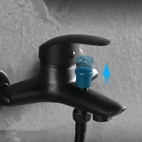 1PC สีดําทองเหลืองห้องน้ําก๊อกน้ําก๊อกน้ําก๊อกน้ําแตะติดผนังห้องน้ําก๊อกน้ําอ่างอาบน้ํา 4