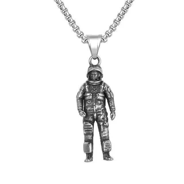 Collar con colgante de astronauta espacial para hombre, acero inoxidable, astronauta 1