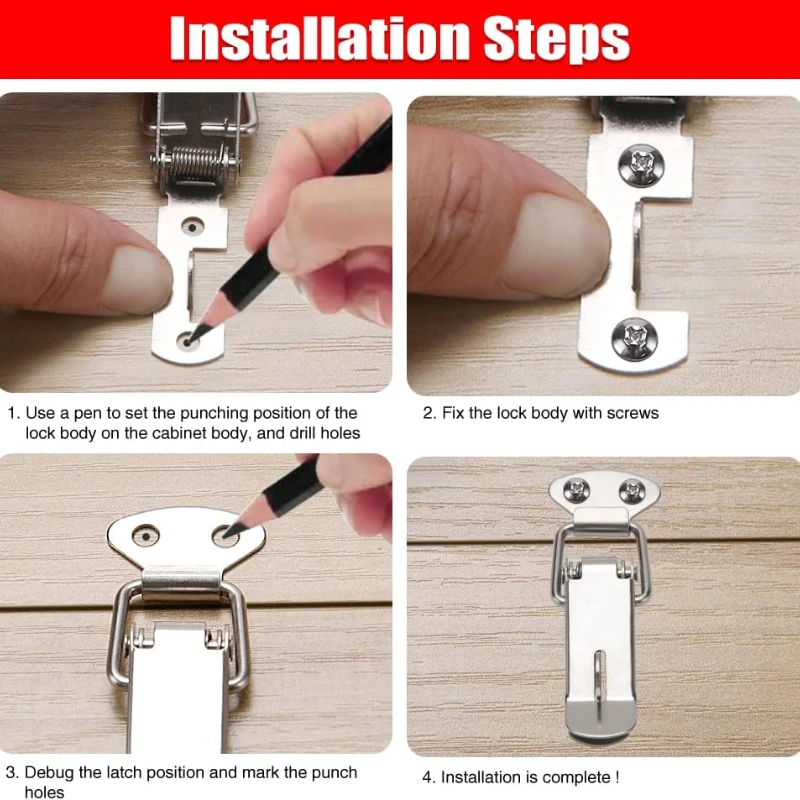 Duck Beak Spring Buckle Stainless Steel Latches Wooden Box Furniture Cabinet Door Lock Buckle Adjustable Hasp Lock Toggle Clamps