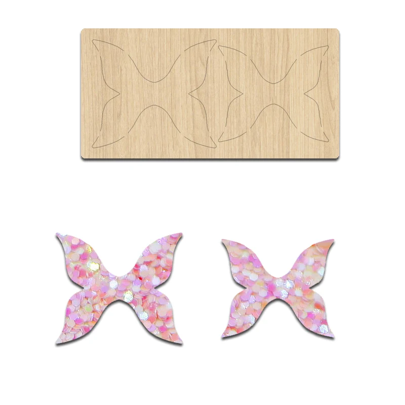 

BC77 Wooden Cutting Die For Fishtail Bow Hairpin Accessories, Applicable To Most Machines