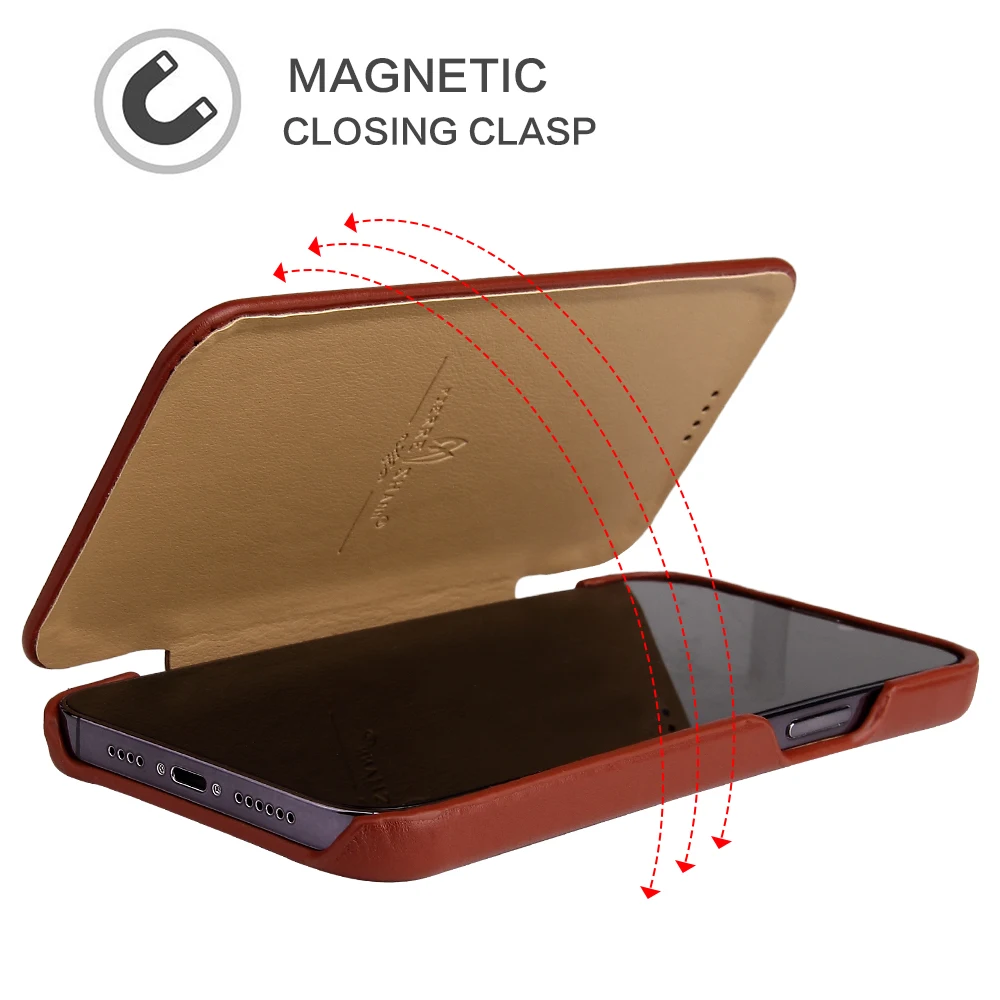 Luxury Genuine Leather Flip Case with Wireless Charging Functionality