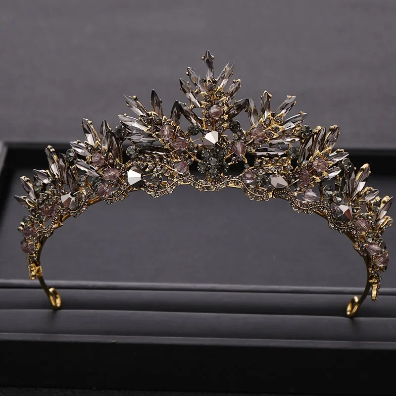 Hochzeit Krone Gold Silber Farbe Strass Kristall Diadem Königin Krone Prinzessin Diademe Braut Haarschmuck Party Haarschmuck – Detail 11
