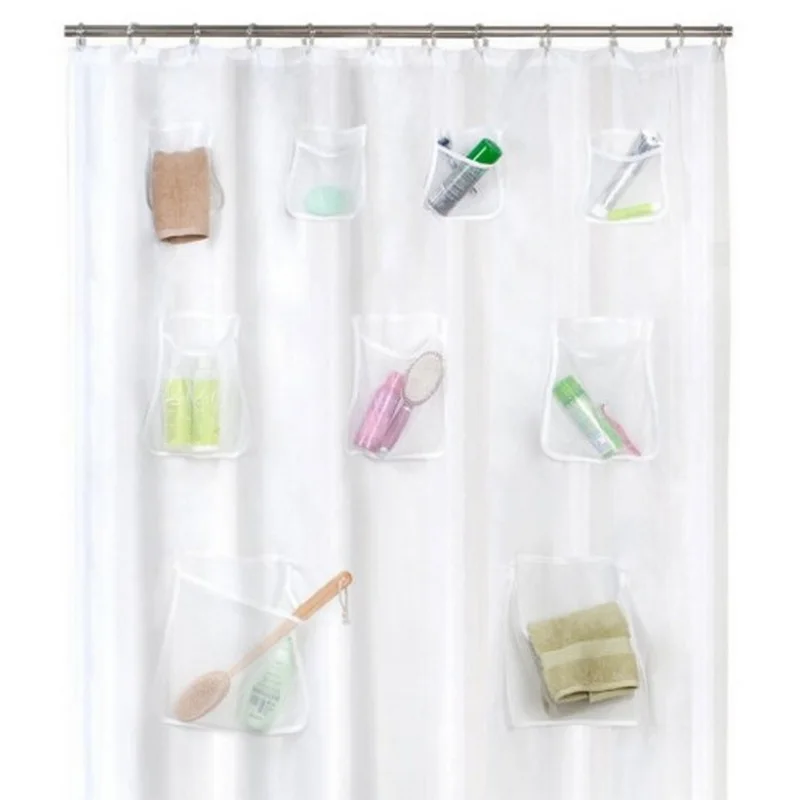 Minghe Shower curtain with 9 Mesh Pockets,Bathroom Shower Curtain,Vinyl 6 G Plastic Shower Curtain 72(W) x 72(H) Inches 5