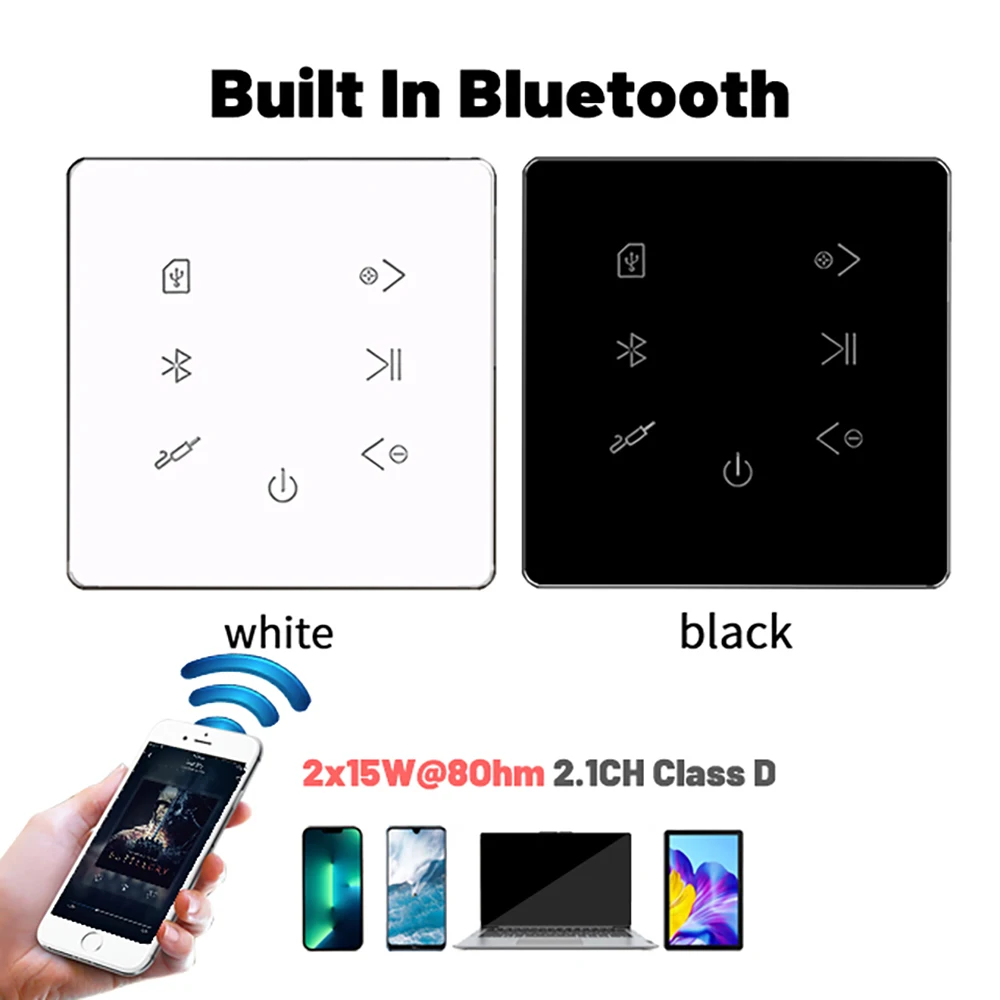 Compatível na Parede Painel de Música Sistema de Áudio Bluetooth-amplificador Cartão Casa Inteligente Fundo Estéreo Hotel Restaurante Inn Usb sd - Image 2