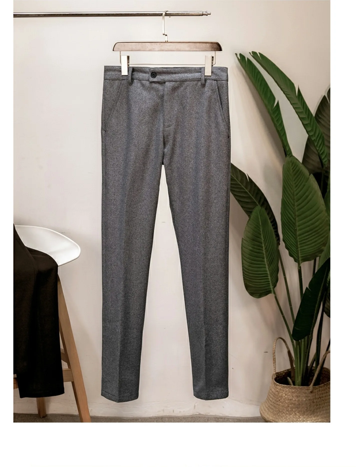 Herbst und Winter britische Retro-Hose aus Woll-Tweed mit Fischgrätenmuster für Herren in großen Größen – Detail 10