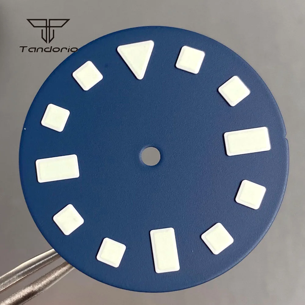Matte Finish 29mm Watch Dial with Green Luminous Details in Blue/Black/Green