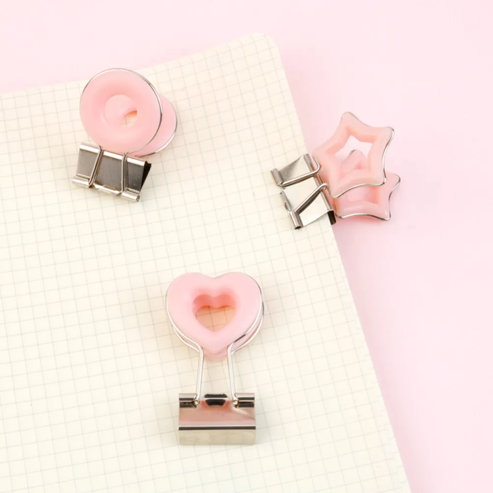 3Pcs 금속 핸드 계정 클립 사랑스러운 하트 스타 모양 친환경 사무실 책상 주..