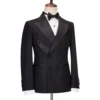 Cenne Des Graoom 2024 New Elegant Tuxedo Suits for Men Double Breasted Black Satin Collar Jacket Pant 2Pcs Set Wedding Evening 3
