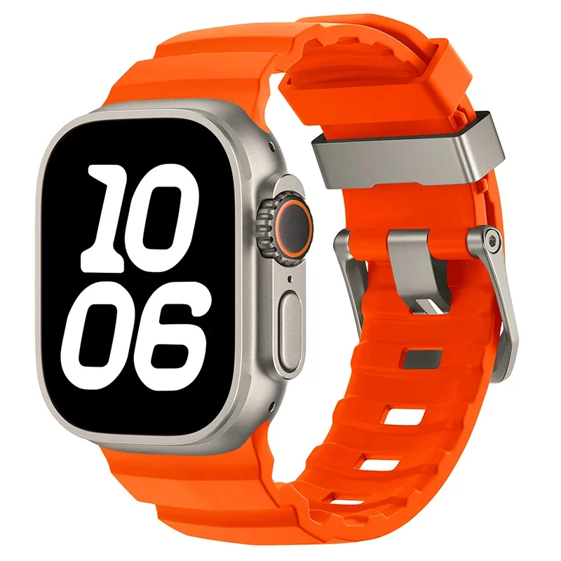 Sport Silicone and Titanium Metal Bracelet Strap