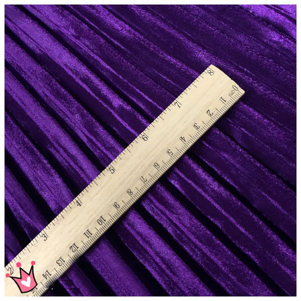 2 Meters Dark Purple Pleated Fabric Accordion Pleuche Velvet  Fabric for Autumn Winter Skirt Dress 150cm 59.05