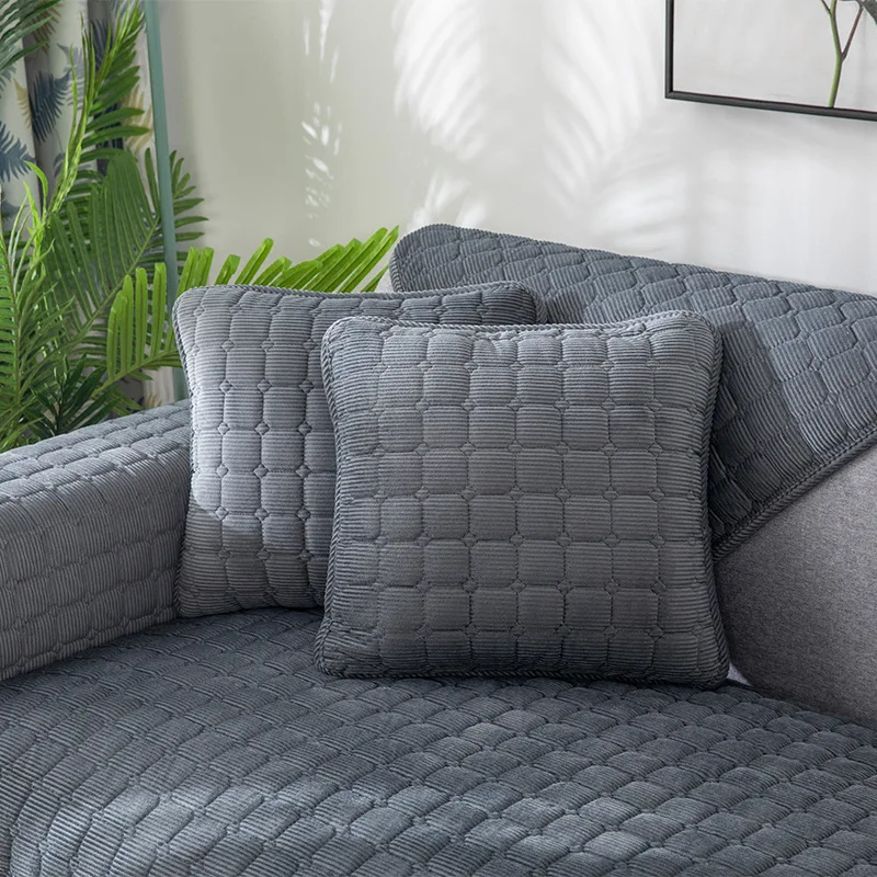 Thickened Corduroy Sofa Cushion Four Seasons General Pure Colour Plush Non-Slip Living Room Sofa Cover Warm Breathable Sofa Back 6