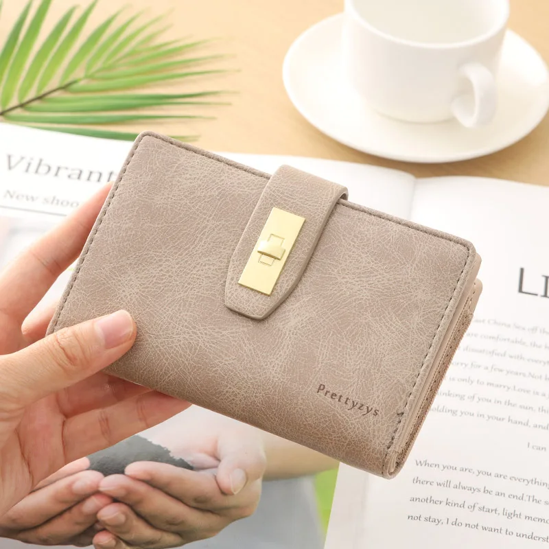 

Wallet Female PU Leather Wallet Fashion Purse Medium Style Fold Top Quality Women Fresh Coin Purse Card Holders Carteras