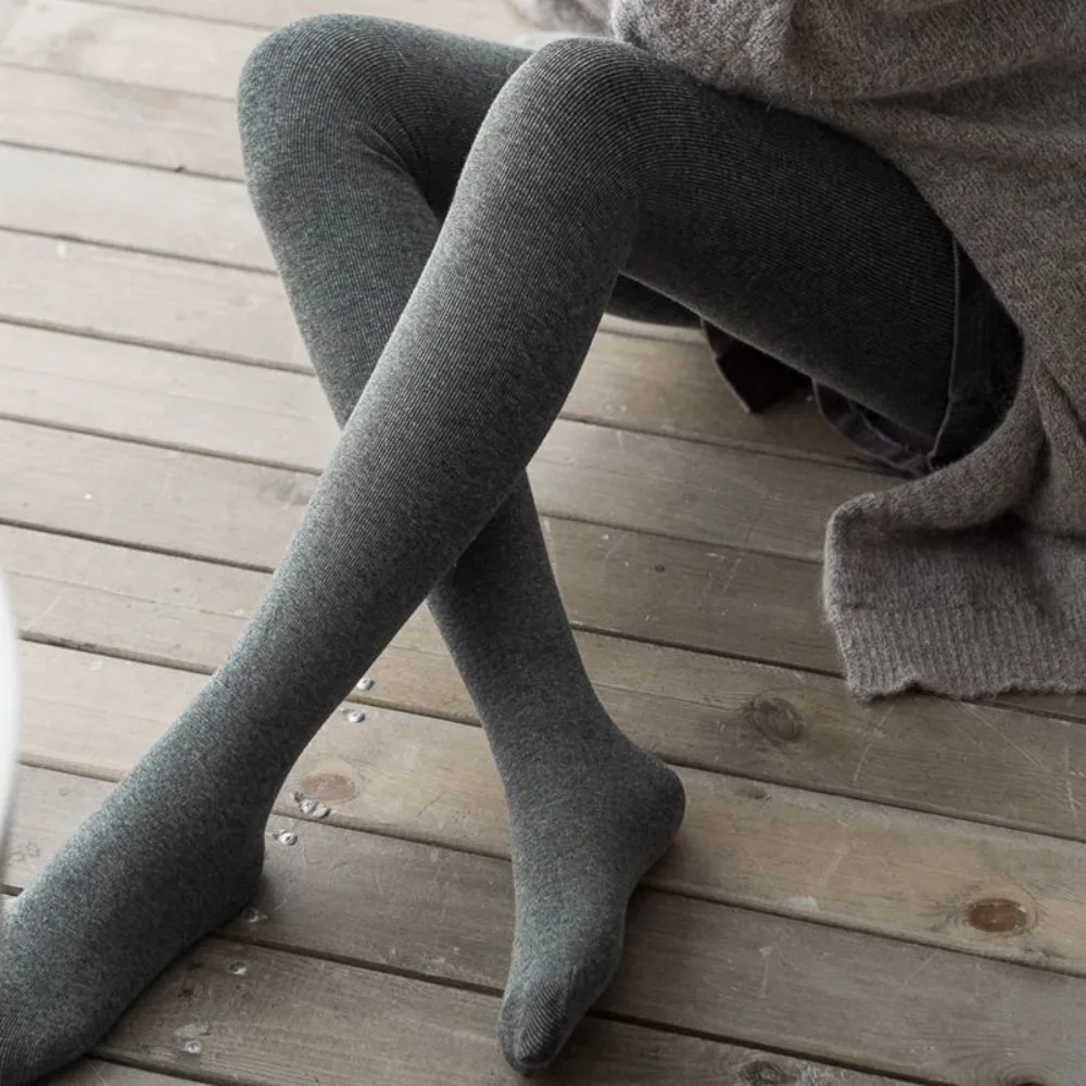 

Casual Pants Fleece Lined Leggings Vertical Stripes Plush Cotton Winter Leggings Solid Thickened Thermal Leggings Women Girl