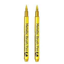 Metallic Gold & Silver Waterproof Permanent Paint Marker (Soft-Gold (2pcs))