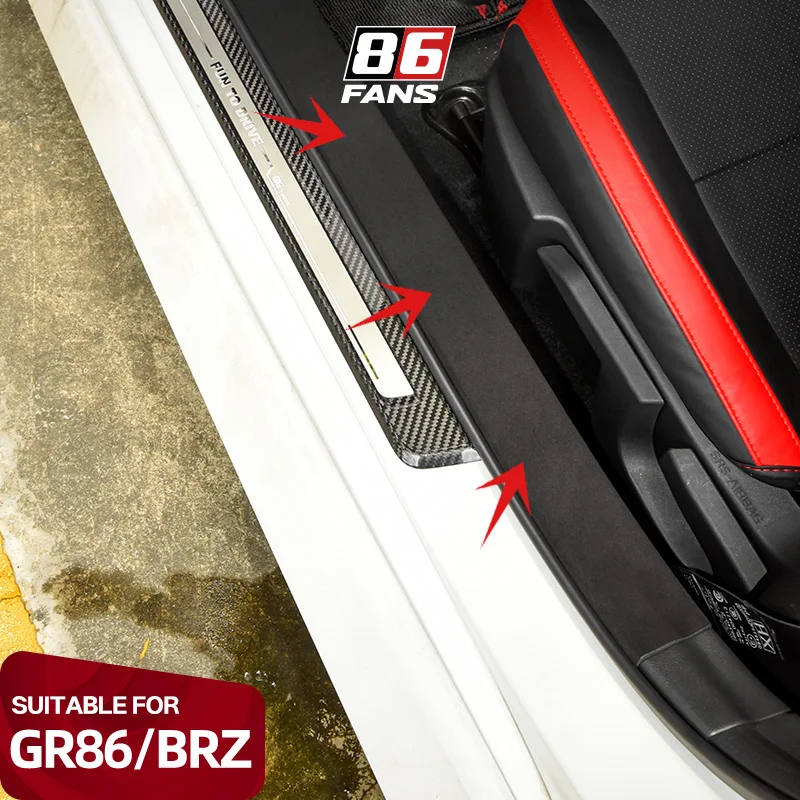 2PCS Car Threshold Strip Stickers Anti-Scratch Door Sill Protector Covers Interior Accessories For Toyota GR86 SUBARU BRZ 22 23