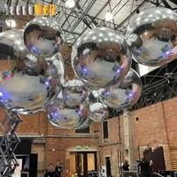 Decorative Ceiling Hanging Inflatable Mirror Ball Balloon Giant Mirror Ball Gold And Silver Rainbow Outdoor Disco Ball Floating 1