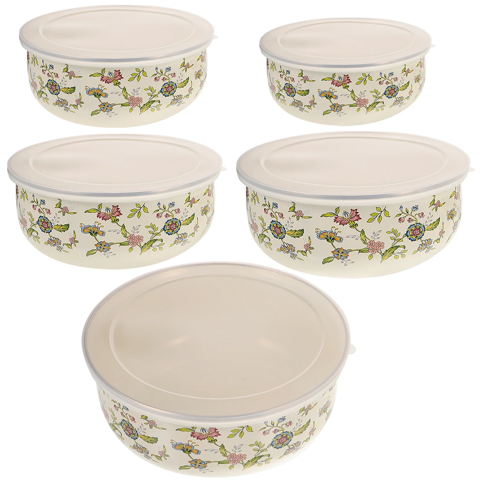 

Enamel Covered Bowl Food Containers Lids Bowls Household Soup Enamelware Plastic Mixing Child Metal