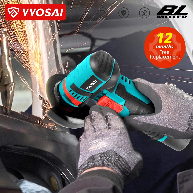 VVOSAI 19500 об/мин Бесщеточная угловая шлифовальная машина 12 В с литиевой батареей Мини беспроводной режущий электроинструм...