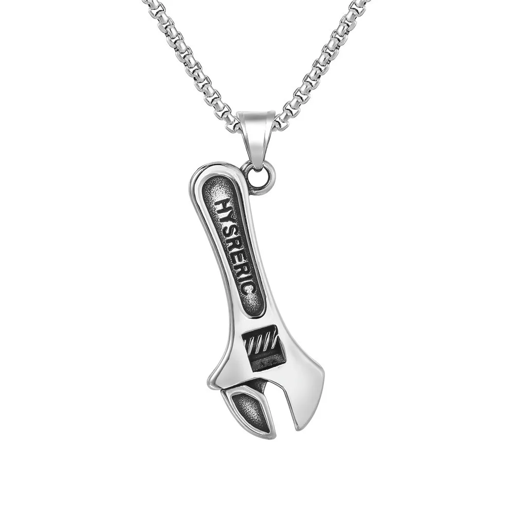 

Megin D Stainless Steel Titanium Spanner Wrench Retro Vintage Hip Hop Punk Pendant Collar Chains Necklace for Men Women Jewelry