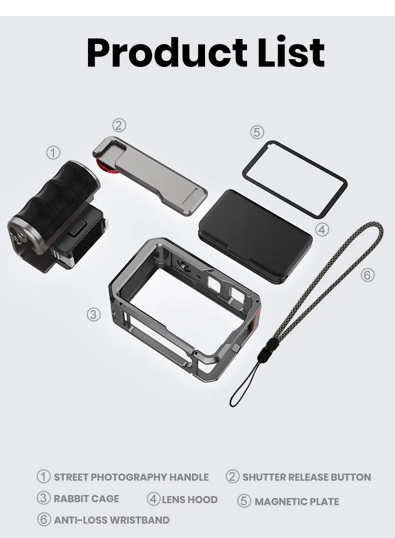 Metall-Kamerakäfig für DJI Osmo Action 6 Rahmen-Kamera Handgriff-Halterung Kaltschuh-Halterung Fotografie-Griffhalterung – Detail 13