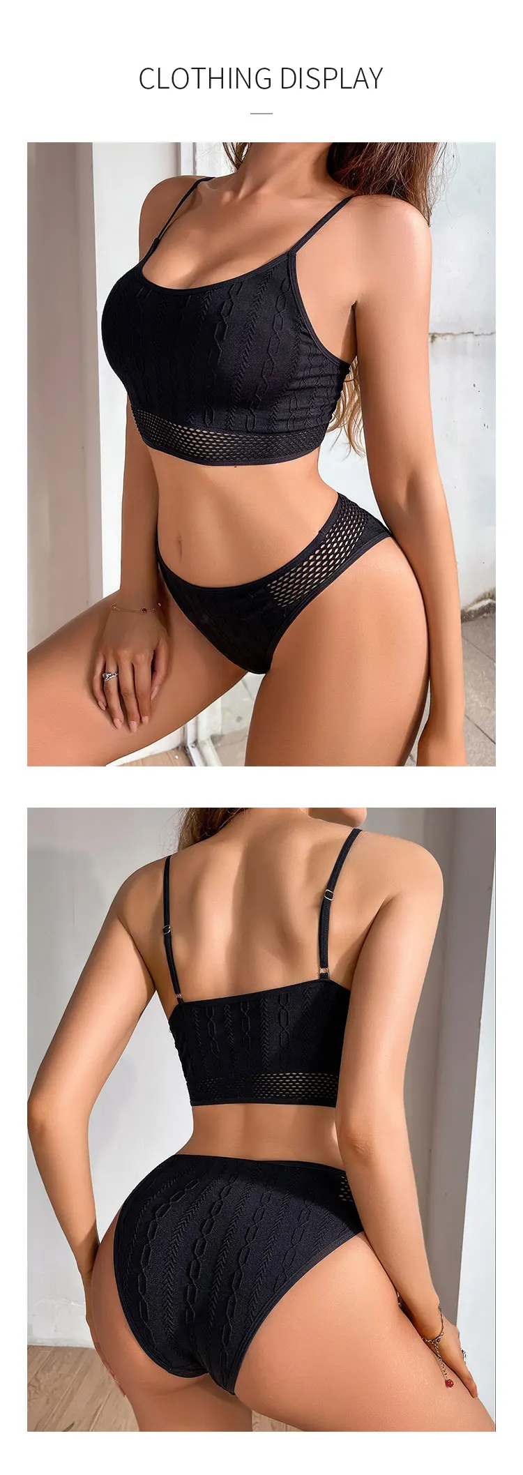 Frauen Straps Unterwäsche Sets Mesh Floral Emboss Große Brust Sportliche Unterwäsche Damen Sexy Mesh Gespleißt Sport Bh Set – Detail 5