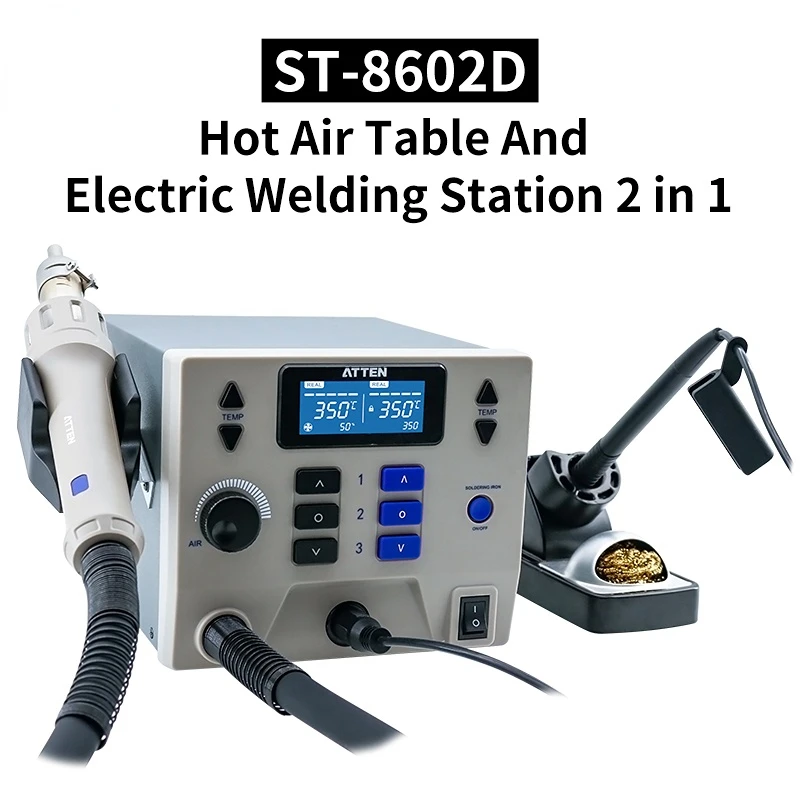 ST 8602D 1300W 2 IN 1 Digital Rework Station Hot Air Gun 90W Soldering