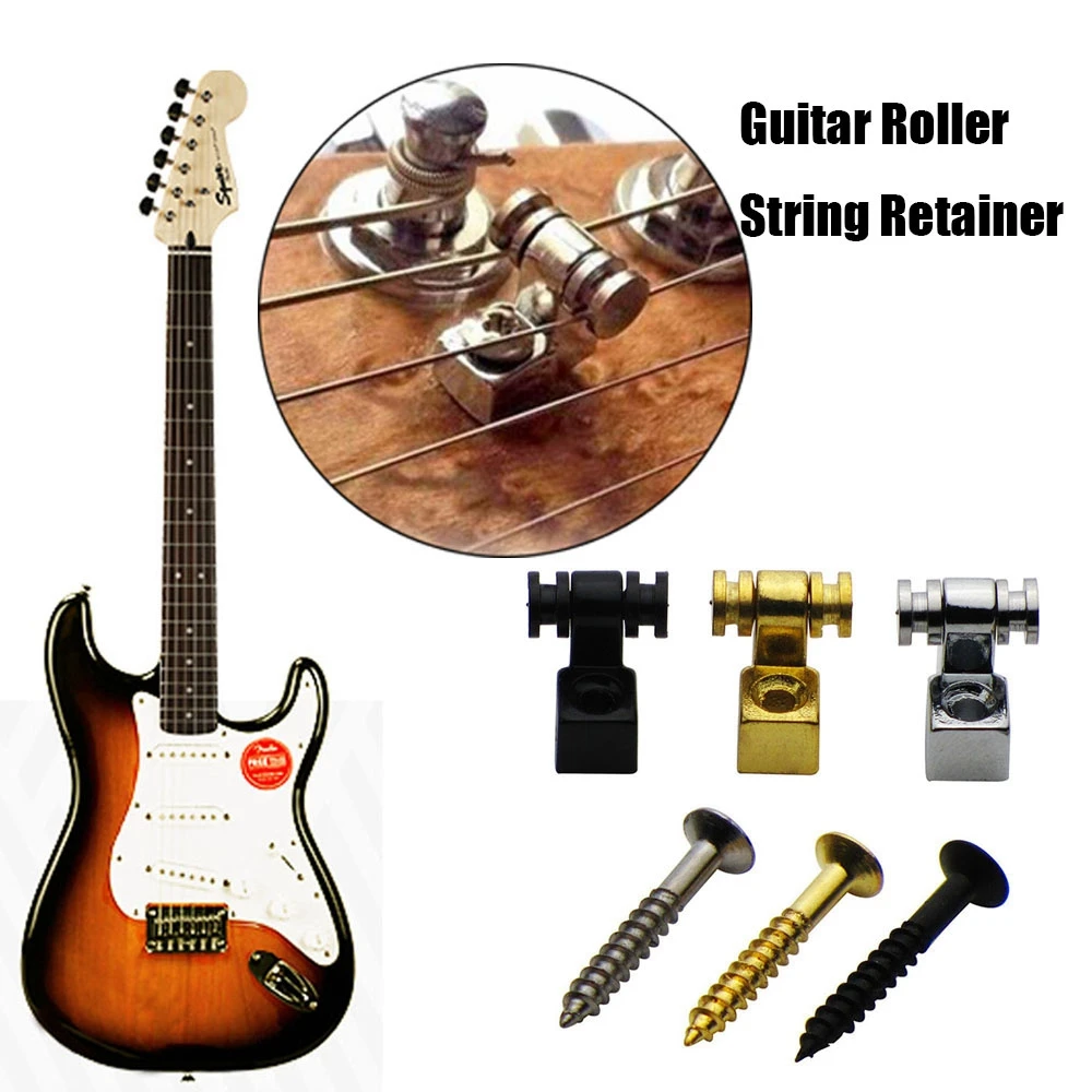 2PCS-Electric-Guitar-Chrome-Roller-String-Trees-With-Screw-Strings ...