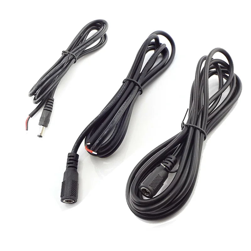 5개입 핀 5A 20awg DC 남성 여성 전원 피그테일 케이블 5.5x2.1mm 남성 잭 코드 diy DC 커넥터 12V 3528 5050 LED 스트립 라이트용