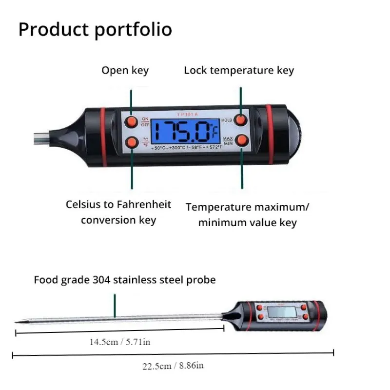 Temperature Meter Gauge Tool Meat Thermometer Kitchen Digital Cooking Food Probe Electronic BBQ Cooking Tools 1pc