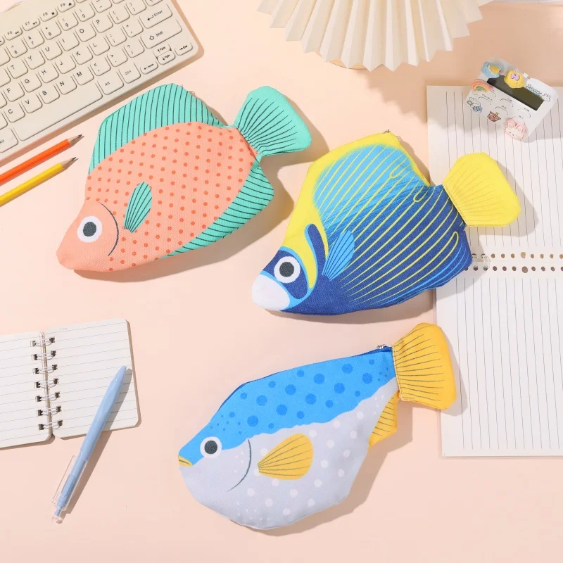 Creative Deep-Sea Fish Pencil Case, Large-Capacity Cartoon Animal Stationery Box, Essential Back-To-School Supplies, Multi-Functional Storage Bag, Study Essentials, Animal Theme, Fun Organizer Bag, Durable Fabric, High-Quality Pencil Case, Multi-Functional Storage Pouch, Gift