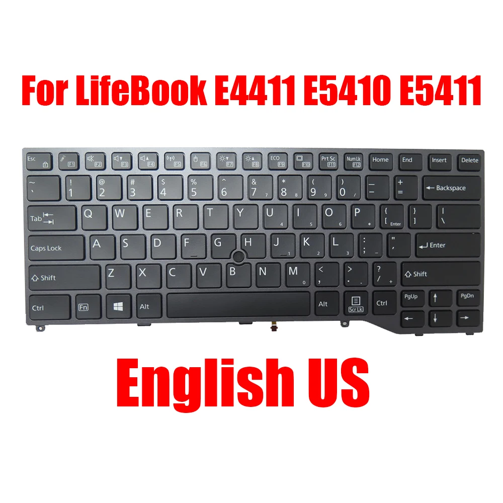 

Laptop Keyboard For Fujitsu For LifeBook E4411 E5410 E5411 5E14A1 5E15A2 English US Black With Pointing Without Backlit New