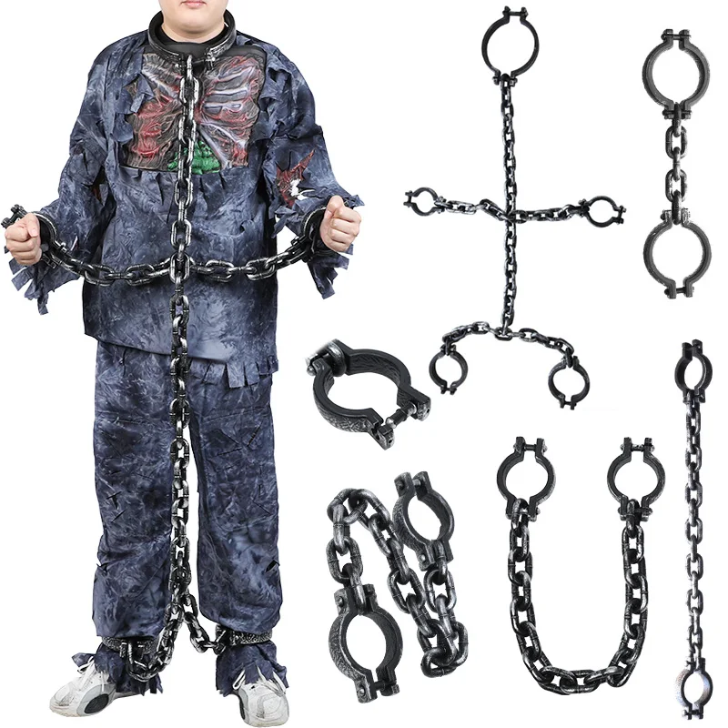 Halloween Party Plastic Chain Horror Props Haunted House Decoration Supplies Prisoner Costume Cosplay Accessories Fake Chains