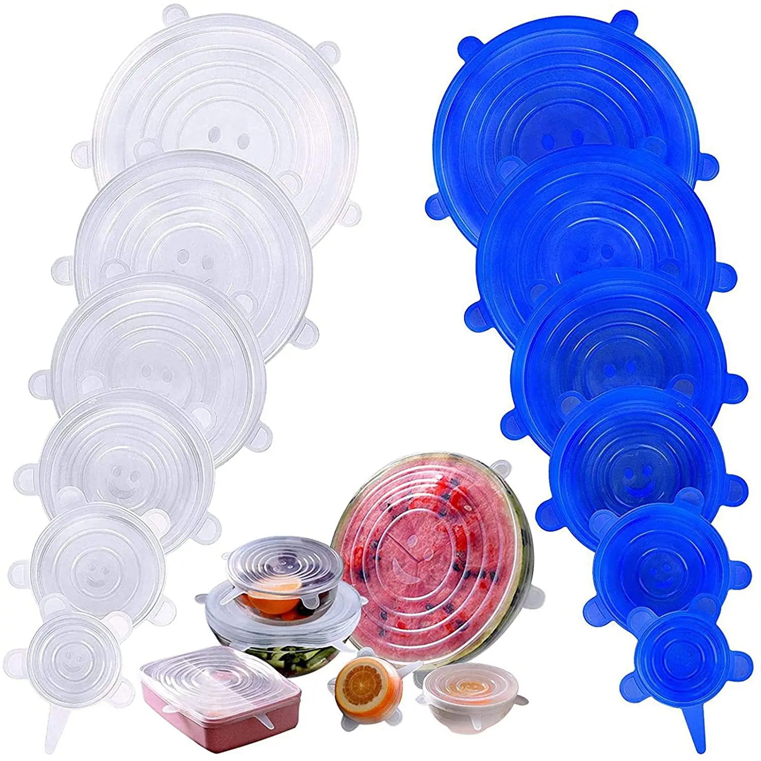 

6pcs Silicone Cover Stretch Lids Reusable Airtight Food Keeping Fresh Seal Stretchy Wrap Kitchen Cookware Container Bowl