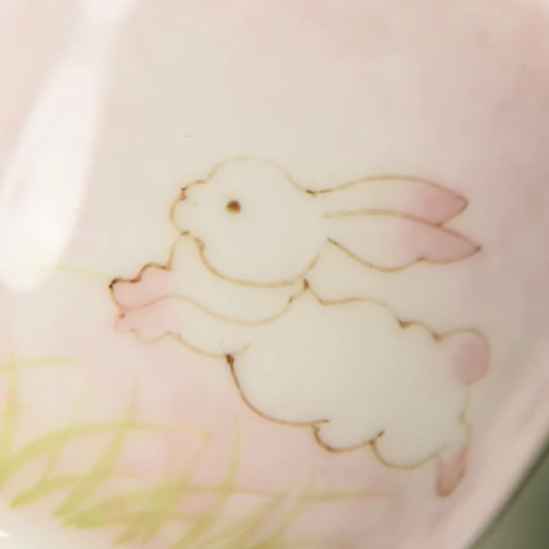 1pc Ceramic Jade Rabbit Small High Cup Household Ladies' Tea Cup Ceramic Master Cup Animal Pattern Design Tea Room Utensils 40ml