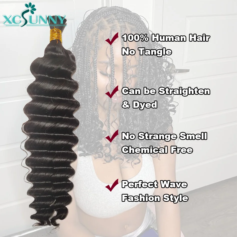 Highlight 4 30 Curly Boho Braids Human Hair Bulk Braiding Hair Deep Wave 100g/bundle 100% Human Hair Extensions Bundles No Weft 6