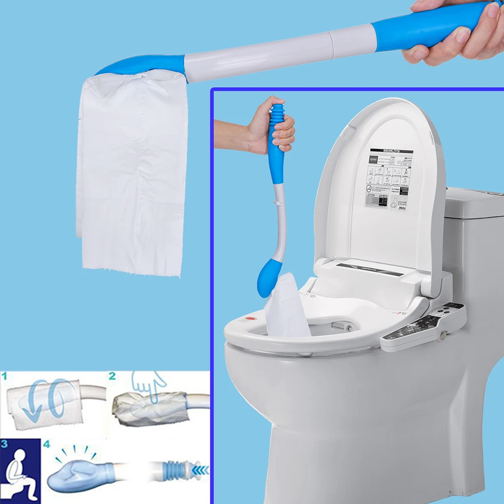 Toilet Aids for Wiping Bathroom Wipe Assistance Bottom Long Handle Reach Comfort Wiper Self Wipe Assist Holder Toilet Paper Grip toilet wiping aid