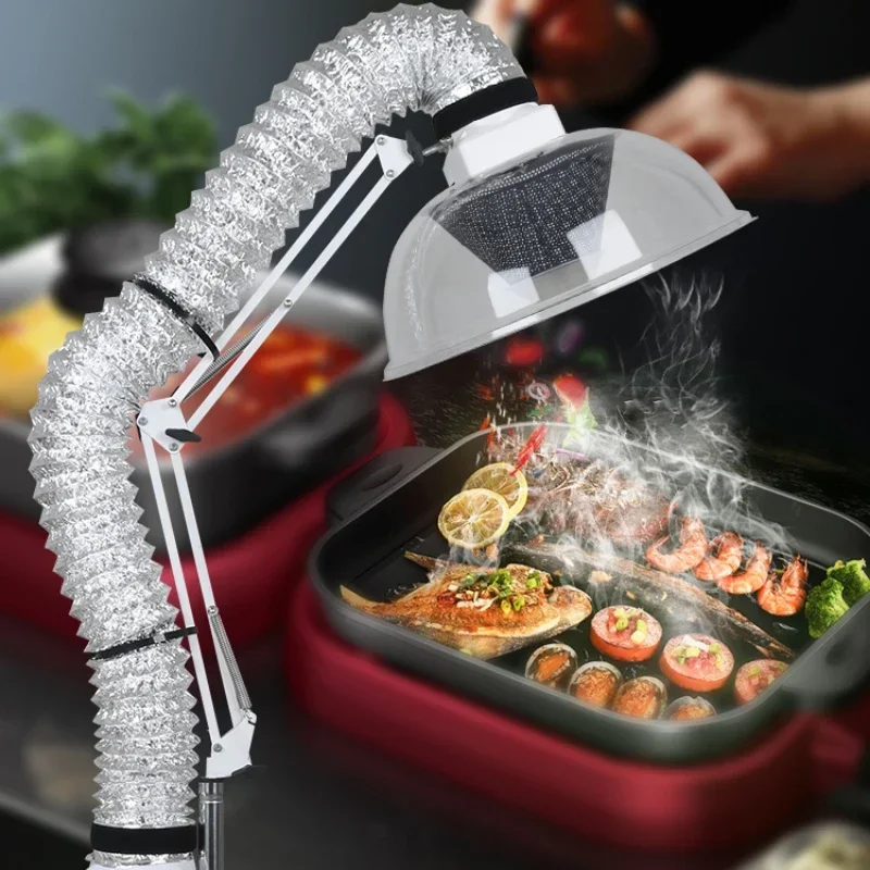 Home Simple Barbecue Range Hood Mobile Hot Pot Barbecue Smoke Exhaust Device Korean Folding Arm Exhaust Equipment 2