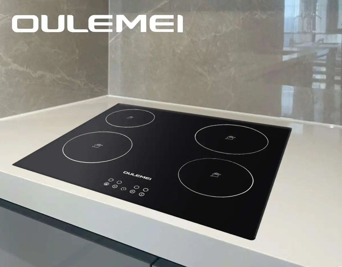 Premium Four-Zone Black Glass Ceramic Induction Cooktop Seamless Touch Control Stainless Steel Electric Stove Kitchen Use