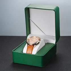 Elegant Black PU Leather Watch Gift Box with Pillow - Sleek Display Case Organizer (Green)