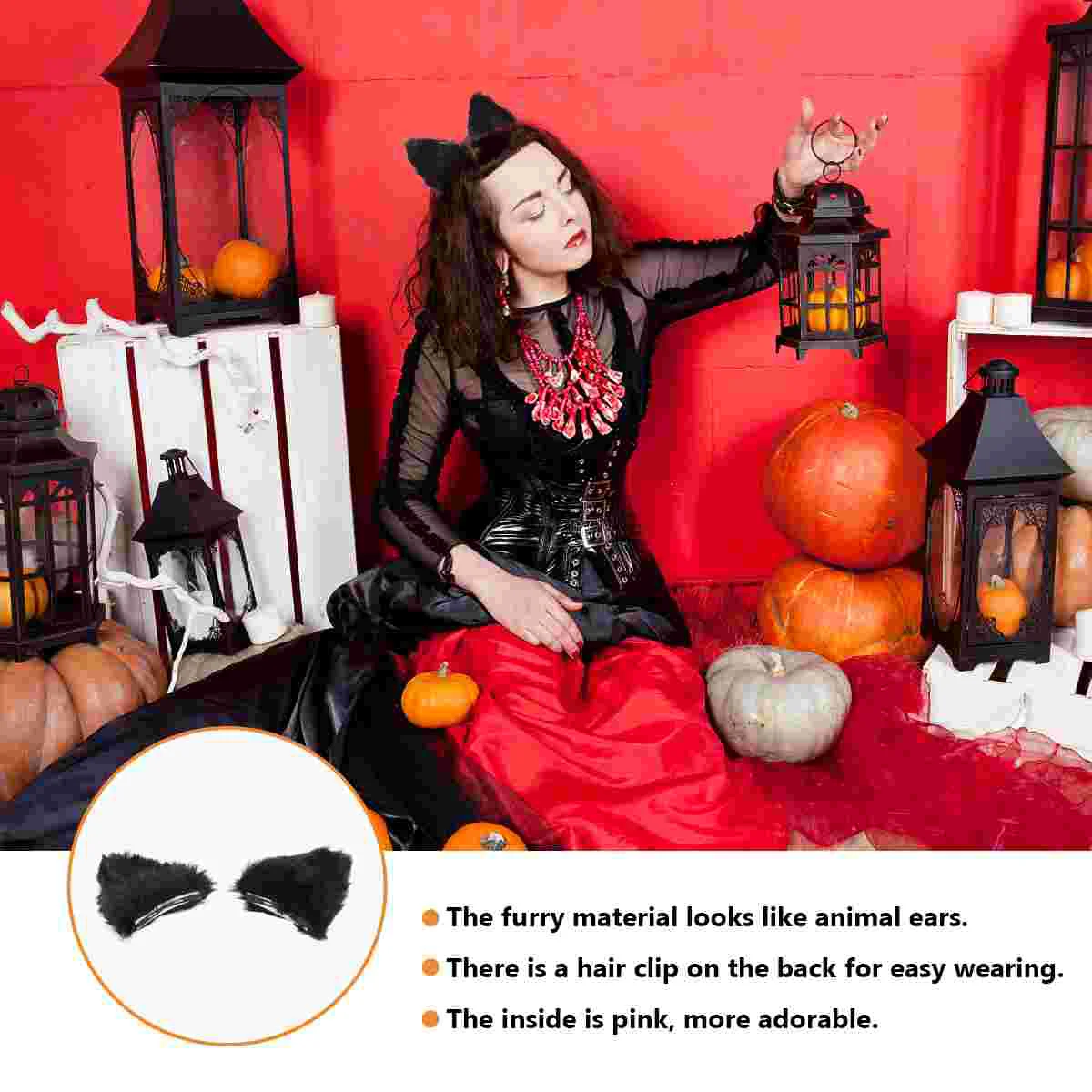 Ears Hairpin Hair Clips Girls Adorable Headwear Animal Ear Headdress Costumes Accessories Halloween Party 2pcs