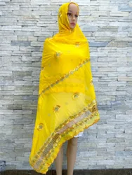 2023African Ladies  Ramadan Embroidered Chiffon Spring Scarf Style Hijab Muslim Fashion Women  High Quality  Shawl200*100cm