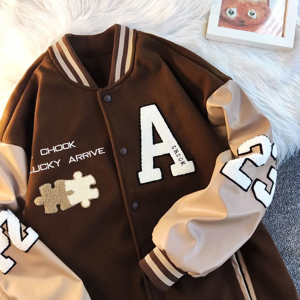 Embroidery Baseball Jacket Casual Women Coat Women's Outerwear Loose
