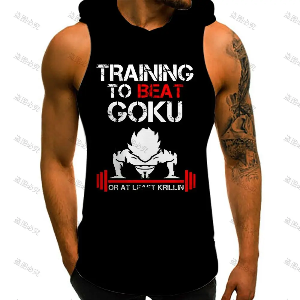 

Fitness Clothing Men Dragon Ball Z Hooded T-shirt Goku Y2k Clothes Summer Trend Men's Singlet New Sleeveless Shirt Man Gym 2024