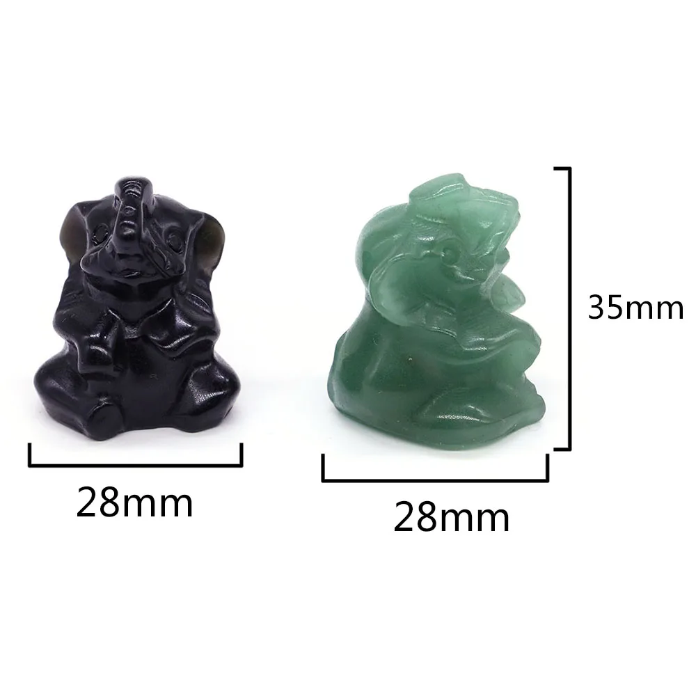 35MM Natural Stone Hand Carved Crystal Elephant Figurine Chakra Healing Quartz Amethyst Animal Statue Feng Shui Home Decoration
