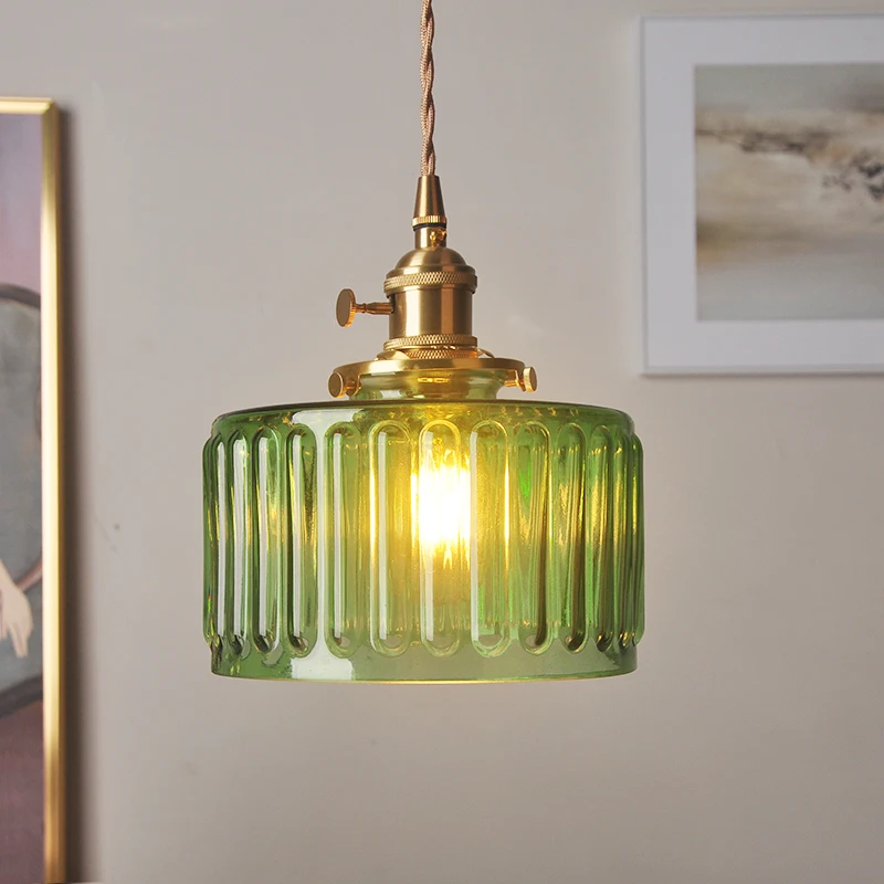 

Nordic Vintage Pendant Light Rustic Copper Glass Shade Hanging Lamps Ceiling Kitchen Island Home Decoration Wabi-sabi Luminaire