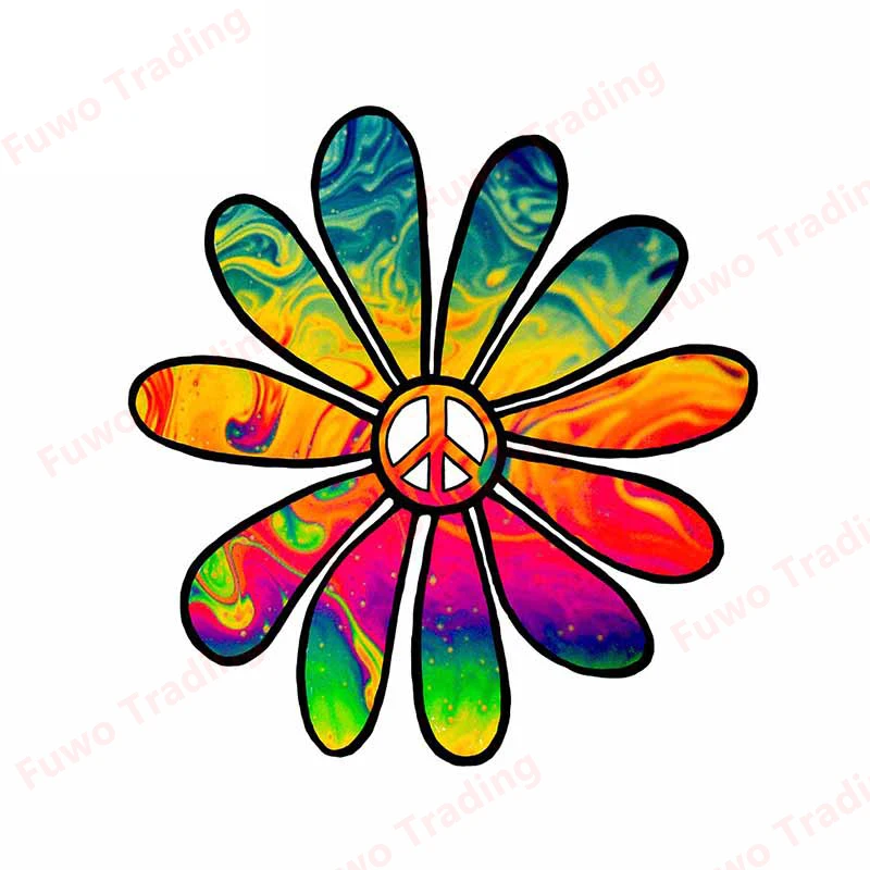 Boutique untuk Tie Die Flower Power Vrede Auto Sticker Scratchproof Vinyl Decal Motorfiets Venster Racing Bumper Truck Laptop Pvc