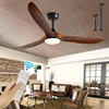 High Power DC Motor, Remote Control with Light, Living Room, Dining Room, 3 Blades, Solid Wood Propeller, 52 Inch Ceiling Fan 1