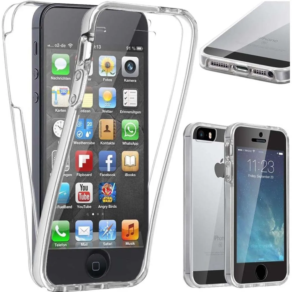 360 Custodia In Silicone Completa Per Iphone Se 2016 Iphone 5S 5 6 6S 7 Plus 8 Plus Iphone Se 2022 Se 2020 Silicone Doppio Lato Tpu Funda