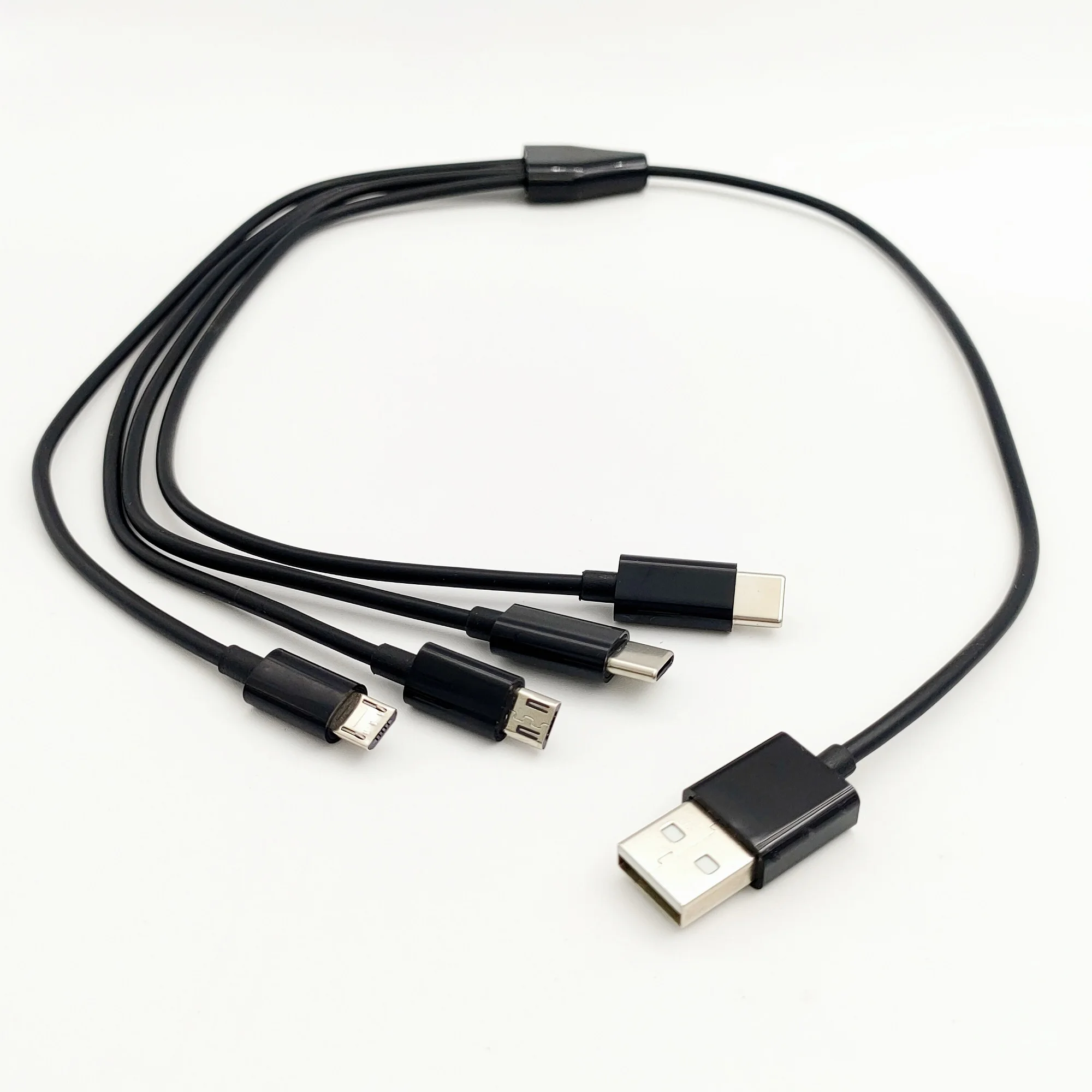 50cm 4 in 1 USB to 2 Type C + 2 Micro Charging Cable Multiple Charging USB Adapter