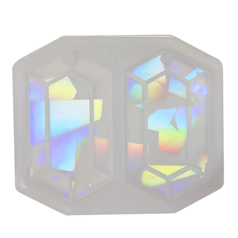 Molde De Silicona Para Llaveros De Resina - Forma Ovalada Holográfica, Efecto Rombo, Para Epoxy
